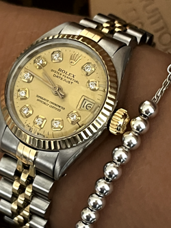 ROLEX DATEJUST LADIES WATCH 26MM, 18K GOLD & SS, DIAMOND DIAL, JUBILEE, FULL SET