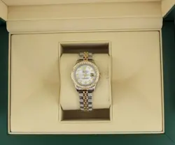 ROLEX LADIES DATEJUST 69173 WHITE MOP DIAMOND DIAL   BEZEL TT 18KT JUBILEE 26MM
