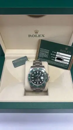 ROLEX SUBMARINER 116610LV “HULK”  OYSTER BRACELET WITH GREEN BEZEL BOX & PAPERS