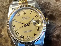 ROLEX DATEJUST 36MM 18K YELLOW GOLD / STEEL WITH GOLD DIAL JUBILEE BOX PAPERS