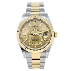 ROLEX SKY-DWELLER 42MM CHAMPAGNE DIAL WATCH 326933 YG