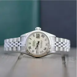 ROLEX LADY DATEJUST STEEL WATCH WHITE MOTHER OF PEARL ROMAN DIAL JUBILEE 26MM