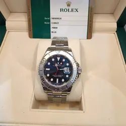 ROLEX YACHT-MASTER 116622 STEEL,PLATINUM BEZEL, BLUE DIAL  40MM