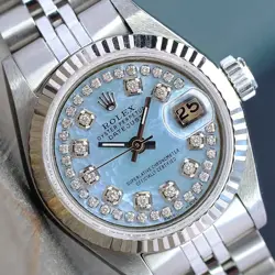 ROLEX WOMENS DATEJUST WATCH BLUE MOTHER OF PEARL DIAMOND DIAL JUBILEE BAND 26MM