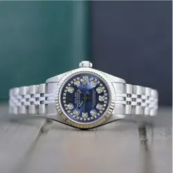 ROLEX LADY DATEJUST STEEL WATCH METAL BLUE GENUINE DIAMOND DIAL JUBILEE 26MM