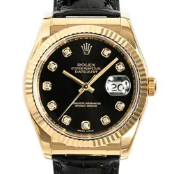 USED ROLEX DATEJUST 116138G BLACK CASE: 36MM (ACTUAL SIZE) MEN'S WATCH #111026