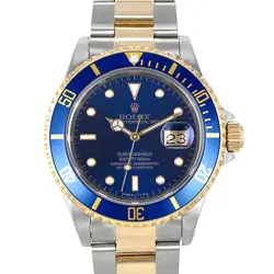 ROLEX SUBMARINER 16613 40MM BLUE STEEL YELLOW GOLD OYSTER AUTOMATIC MENS WATCH