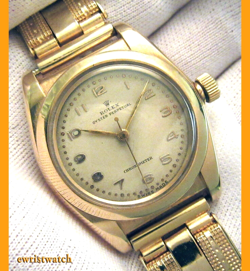 VINTAGE ROLEX OYSTER CHRONOMETER BUBBLEBACK ORIGINAL DIAL SOLID 14K GOLD CASE