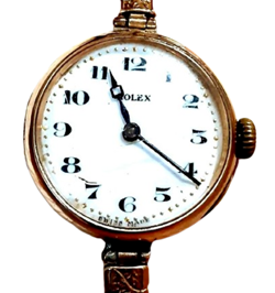 ROLEX WATCH 9K 3757 SOLID GOLD PLATED HAND-WOUND ANTIQUE WHITE DIAL OPERATION