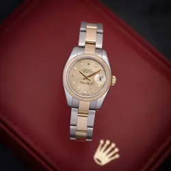ROLEX DATEJUST 179163 CHAMPAGNE DIAMOND DOT DIAL FULL SET - 2005