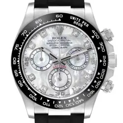 ROLEX COSMOGRAPH DAYTONA WHITE GOLD MOP DIAMOND DIAL MENS WATCH 116519 BOX CARD
