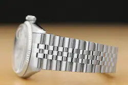 MENS ROLEX DATEJUST 18K WHITE GOLD & STAINLESS STEEL SILVER DIAMOND DIAL WATCH