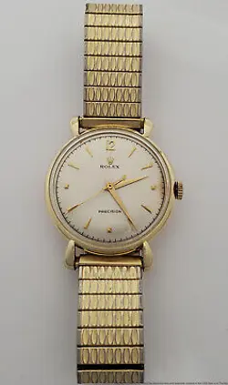 Rolex 4411 14k Gold Precision Mens Vintage Dress Wrist Watch