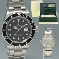2004 ROLEX SUBMARINER DATE 16610 STEEL BLACK DIAL 40MM OYSTER WATCH BOX