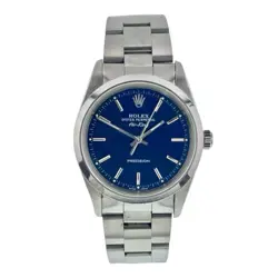 ROLEX AIR KING STAINLESS STEEL BLUE DIAL 34MM AUTOMATIC MEN’S WATCH 14000