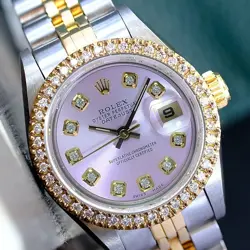 ROLEX LADY DATEJUST TWOTONE WATCH 69173 PINK DIAMOND DIAL & BEZEL JUBILEE 26MM