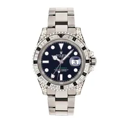 Rolex GMT-Master II Watch 40MM Black Index Hour Markers Dial White Gold