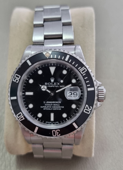 ROLEX SUBMARINER STAINLESS STEEL 40MM BLACK DIAL DATE WATCH REF. 16610