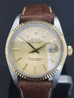 ROLEX DATEJUST REF. 16013 CHAMPAGNE TAPESTRY DIAL MEN'S WATCH