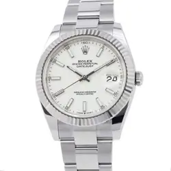 ROLEX DATEJUST 41 41MM STAINLESS STEEL 18K WHITE GOLD WHITE DIAL 126334