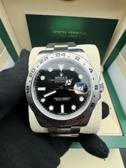 2016 ROLEX EXPLORER II 42MM STAINLESS STEEL WATCH BLACK DIAL 216570 BOX & PAPERS