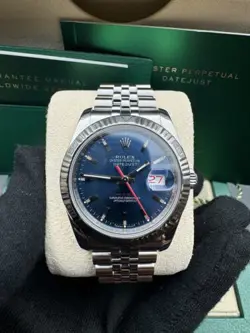 ROLEX DATEJUST TURN O GRAPH 116264 BLUE STEEL WHITE GOLD FLUTED JUBILEE
