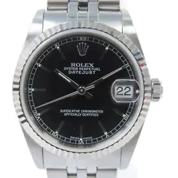 ROLEX DATEJUST AUTOMATIC WATCH 78274 18K WHITE GOLD STAINLESS STEEL BLACK