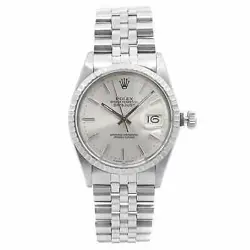ROLEX DATEJUST 36MM JUBILEE STAINLESS STEEL SILVER DIAL MENS WATCH 16030