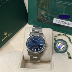 2024 ROLEX OYSTER PERPETUAL 124200 SILVER OYSTER BRACELET BOX PAPERS