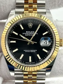 ROLEX DATEJUST 41MM BLACK INDEX DIAL TWO TONE JUBILEE 126333 BOX & PAPERS 2020