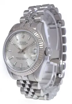 Rolex Datejust Steel 18k Gold Bezel Silver Dial Ladies 31mm Watch  Card Z 178274