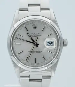 Rolex Oyster Perpetual Date 15000 Stainless Steel 34mm Silver Dial!