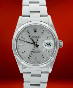 Rolex Oyster Perpetual Date 15000 Stainless Steel 34mm Silver Dial!