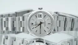 Rolex Oyster Perpetual Date 15000 Stainless Steel 34mm Silver Dial!