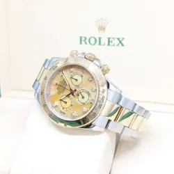 ROLEX 40MM YELLOW MOP DIAMONDS 2 TONE DAYTONA REF: 116523 (G SERIES)