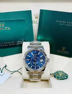 ROLEX SKY DWELLER BLUE DIAL 42MM OYSTER BRACELET 326934 COMPLETE SET