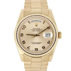 ROLEX DAY-DATE PRESIDENT 18K YELLOW GOLD CHAMPAGNE 36MM 118238 WATCH