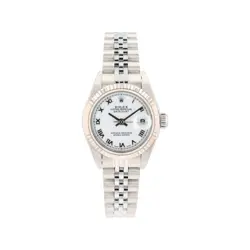 ROLEX DATEJUST  79174 26MM WHITE ROMAN DIAL FLUTED BEZEL JUBILEE BAND