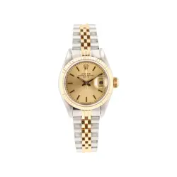 ROLEX 69173 DATEJUST 26MM CHAMPAGNE INDEX DIAL FLUTED BEZEL JUBILEE BAND
