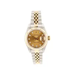 ROLEX DATEJUST 69173 26MM CHAMPAGNE DIAMOND (O.S) DIAL FLUTED BEZEL JUBILEE BAND