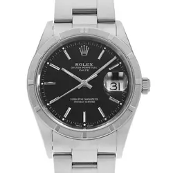 ROLEX OYSTER PERPETUAL DATE 15210 BLACK BAR P NUMBER SECOND HAND MENS