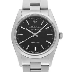 ROLEX AIR KING 14000 BLACK BAR N NUMBER SECOND HAND MENS