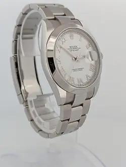 Rolex Datejust White Roman Dial Box & Papers 41mm 126300