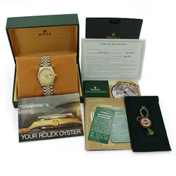 ROLEX OP DATEJUST MENS TWO-TONE WATCH REF 16013 TAPESTRY DIAL 36MM #W138643-1