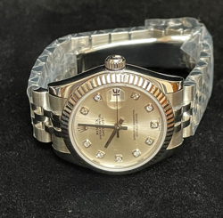 2006 Rolex Midsize Datejust 178274 Silver Diamond Dial SS Jubilee No Papers 31mm