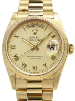 USED ROLEX DAY DATE 18038 GOLD CASE: 36MM BAND: 16.5CM MEN'S WATCH #111329