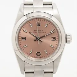 ROLEX OYSTER PERPETUAL 76080 SS AT PINK-FACE 1 EXTRA LINK