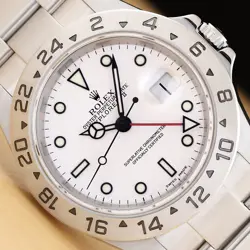 2002 ROLEX EXPLORER II 16570 POLAR WHITE DIAL STAINLESS STEEL GMT OYSTER WATCH