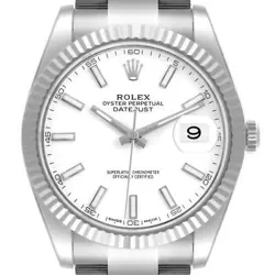 ROLEX DATEJUST 41 STEEL WHITE GOLD MENS WATCH 126334 BOX CARD