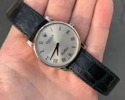 ROLEX CELLINI 5116 18K WHITE GOLD SILVER DIAL MANUAL WIND 32MM WATCH